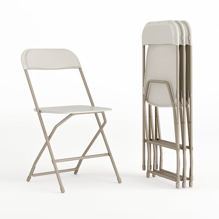 Flash Furniture Hercules Series Plastic Folding Chair Beige - 4 LB Weight Capacity Comfortable Event Chair-Lightweight Folding Chair, PK4 4-LE-L-3-BEIGE-GG